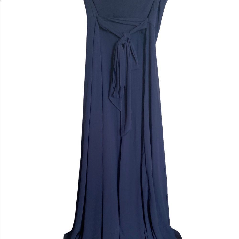Amsale Navy One Shoulder Gown Size 16 Formal Bridesmaid Maxi Dress - Picture 7 of 8